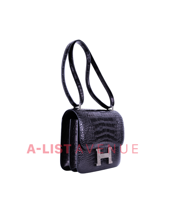 Hermès Constance 24 Black Matte Alligator and Ombre Lizard Marquette Palladium Hardware