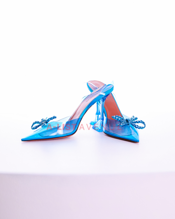 Amina Muaddi Rosie Glass PVC Slingback Pumps Size 38
