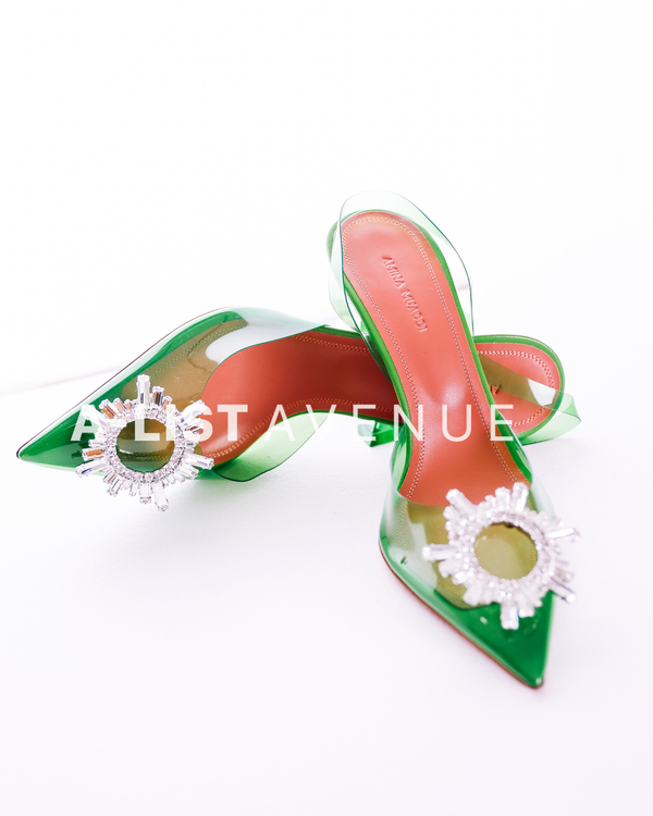 Amina Muaddi Begum Glass PVC Slingback Pumps Size 39
