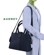 A8 AUDREY Premium Leather Top Handle Bag Black