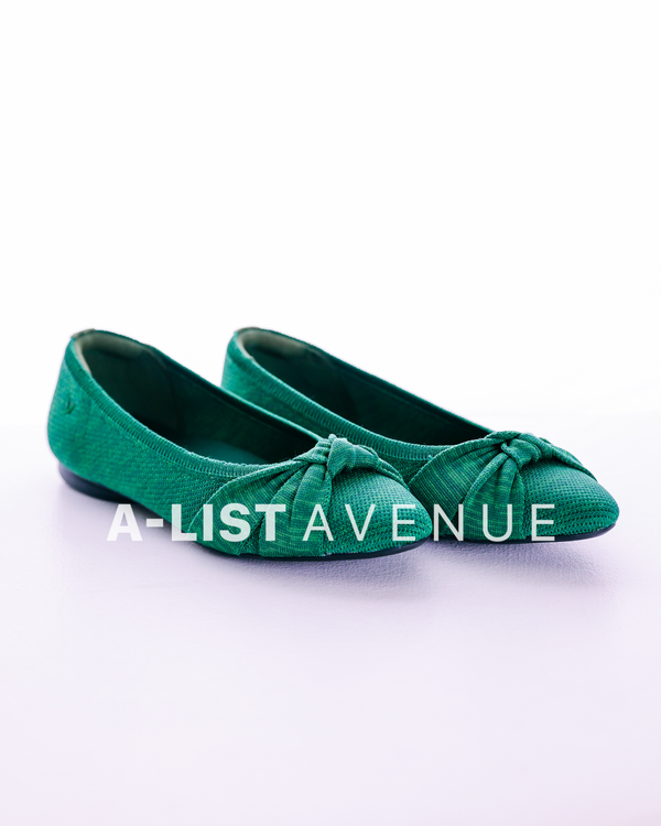 VIVAIA Pointed-Toe Bow Flats (Azura) Size 36.5