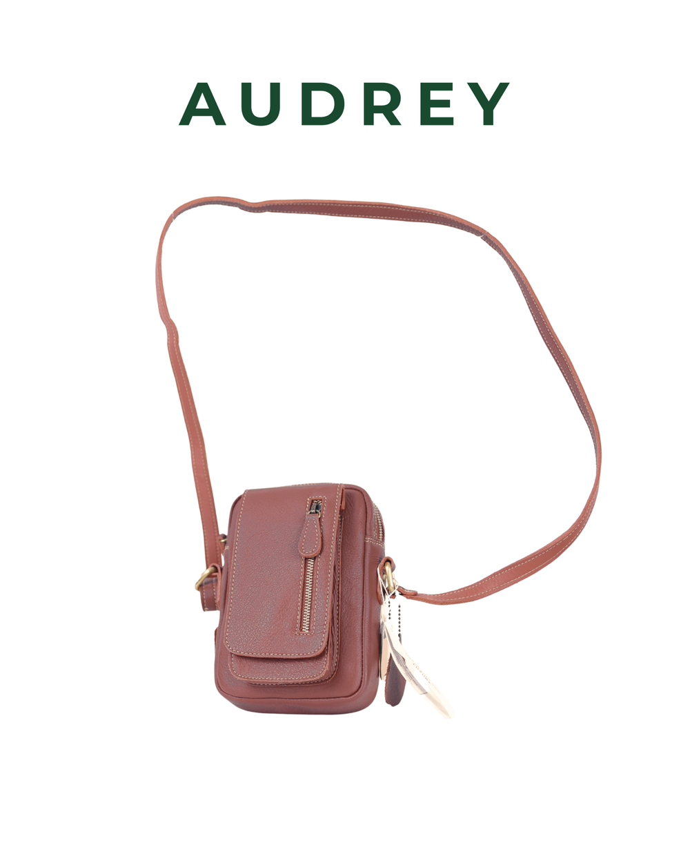 B27 AUDREY Premium Leather Sling Bag Caramel