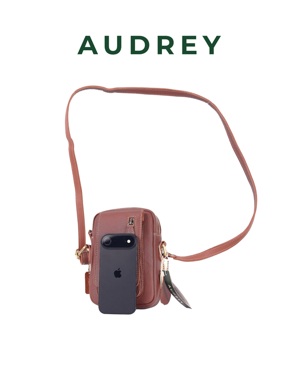 B27 AUDREY Premium Leather Sling Bag Caramel
