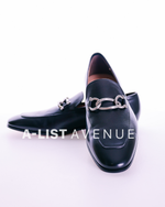 Ferragamo "Boy 2" Chain Bit Sleek Logo Loafers Size 37.5