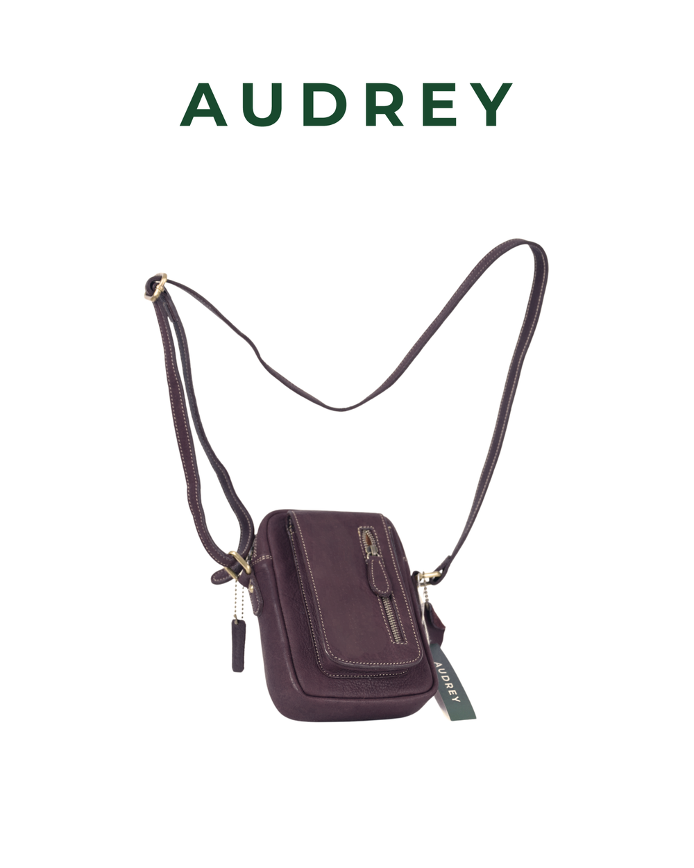 B27 AUDREY Premium Leather Sling Bag Dark Brown