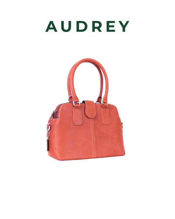 A8 AUDREY Premium Leather Top Handle Bag Brown