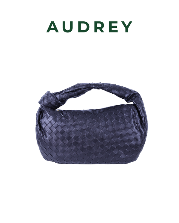 V18 AUDREY Lambskin Hobo Bag with Knot in Black