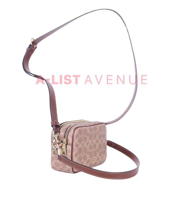 Coach  Mini Carey Crossbody Bag In Signature Canvas Tan/brown