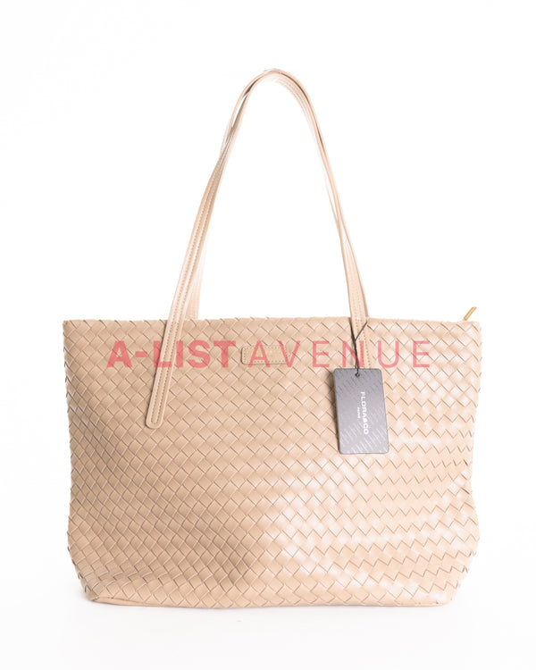 Flora & Co Paris Woven Tote Bag In Beige Taupe