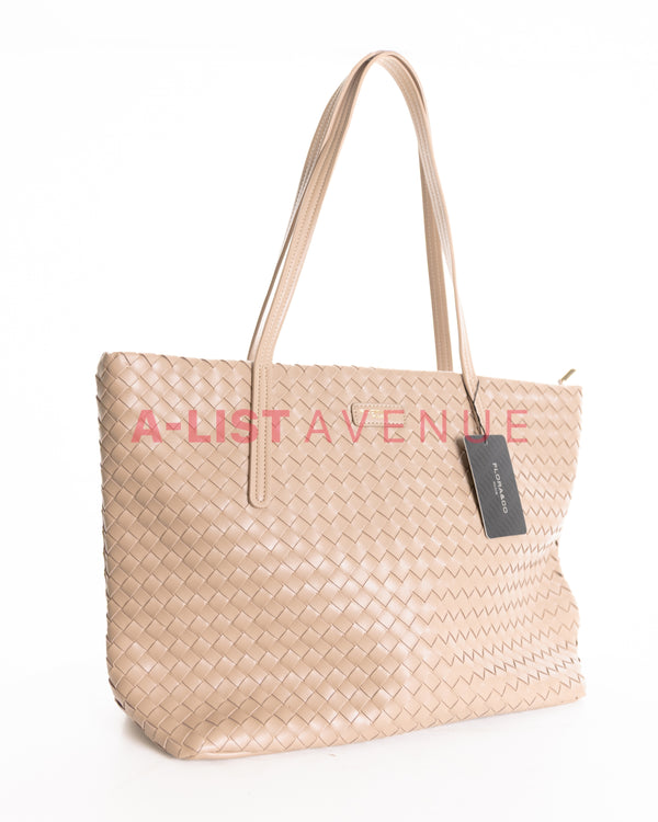 Flora & Co Paris Woven Tote Bag In Beige Taupe
