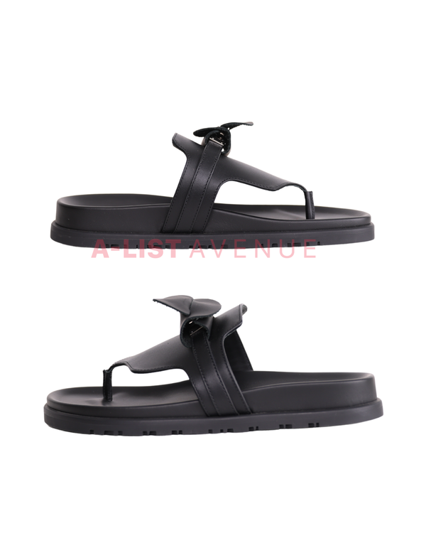 Hermes Empire Black Sandals Size 37
