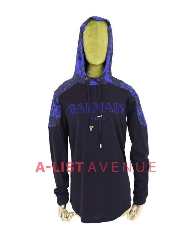 Balmain #355 Black with Blue Camouflage Design Hoodie