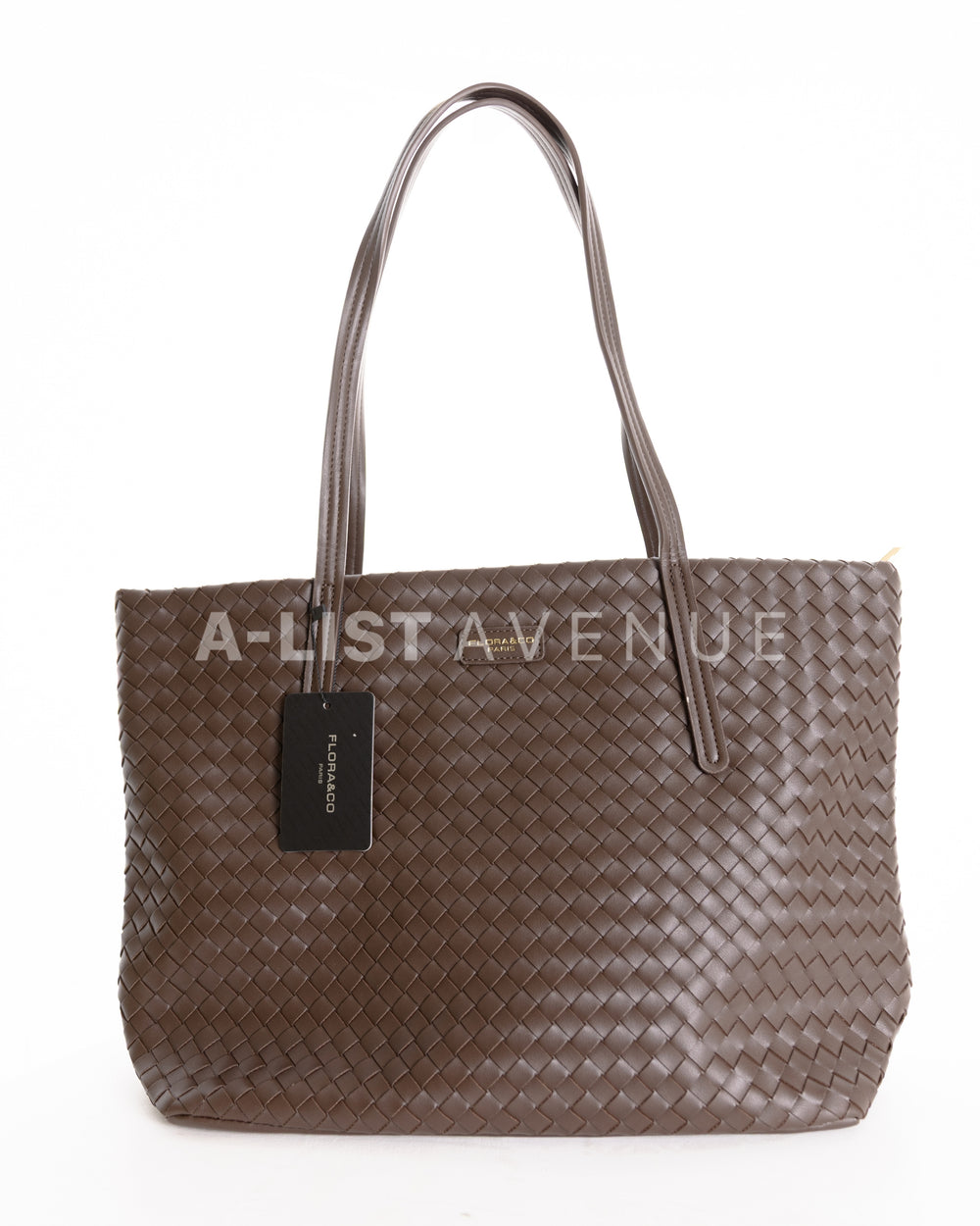 Flora & Co Paris Woven Tote Bag In Chocolate – A-list Avenue