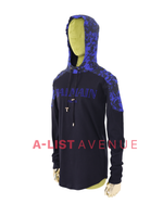 Balmain #355 Black with Blue Camouflage Design Hoodie