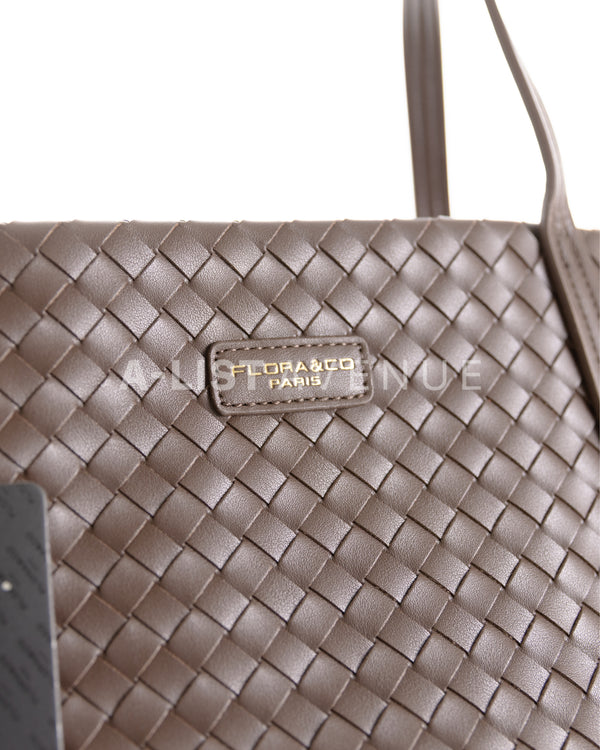 Flora & Co Paris Woven Tote Bag In Chocolate
