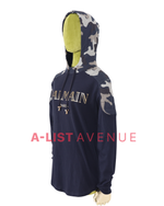 Balmain #356 Navy with Camouflage Design Hoodie