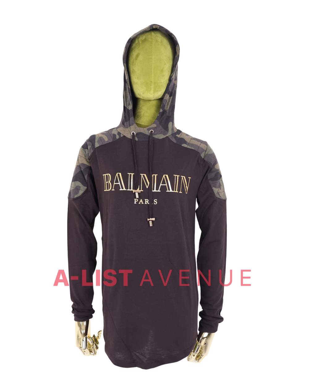 Balmain #357 Olive With Camouflage Design Hoodie
