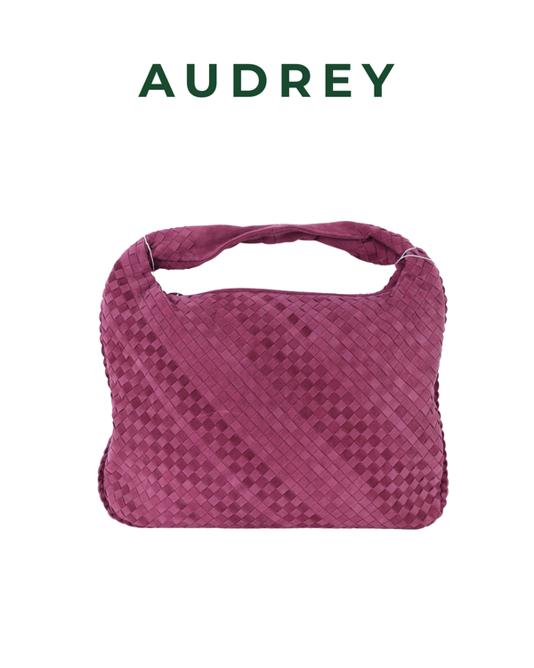 V2 AUDREY Suede Hobo Bag in Maroon