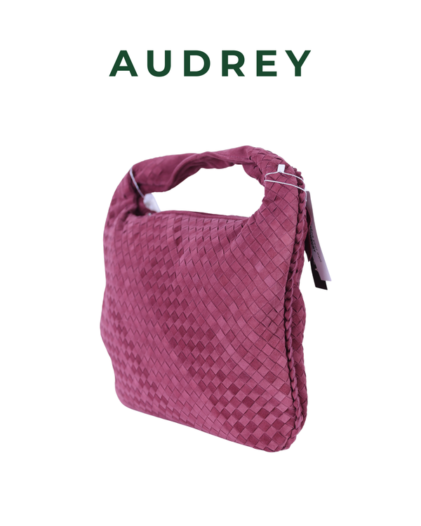 V2 AUDREY Suede Hobo Bag in Maroon