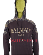 Balmain #357 Olive With Camouflage Design Hoodie