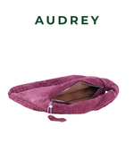 V2 AUDREY Suede Hobo Bag in Maroon