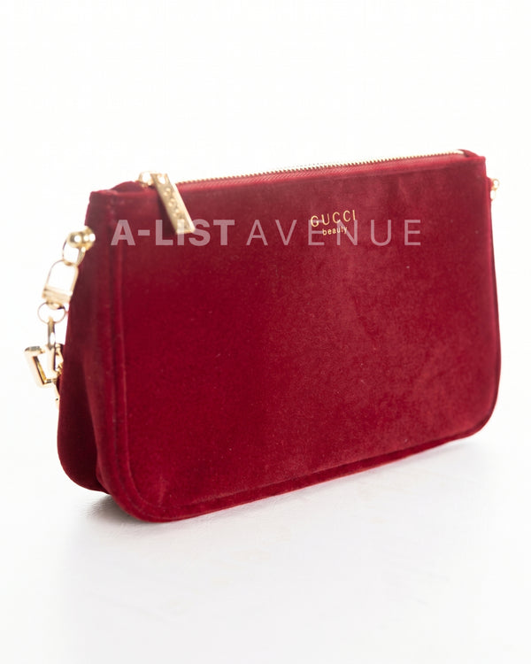 Gucci Velvet Maroon Shoulder Bag