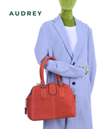 A8 AUDREY Premium Leather Top Handle Bag Brown