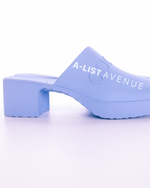 Gucci Rubber Logo Platform Slide Mules in Pastel Blue Size 39