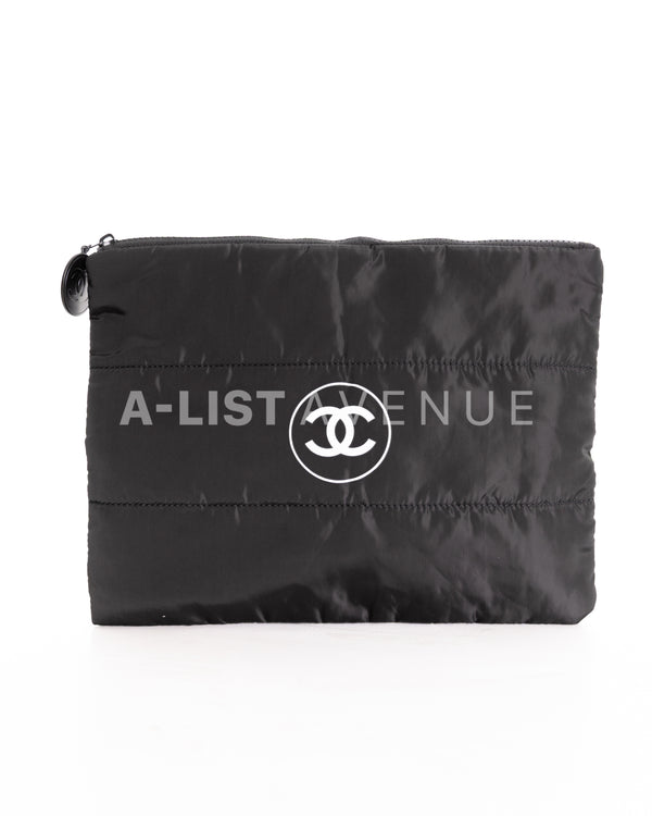 Chanel Quilted Makeup/ ipad Pouch Black