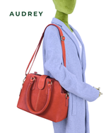 A8 AUDREY Premium Leather Top Handle Bag Brown