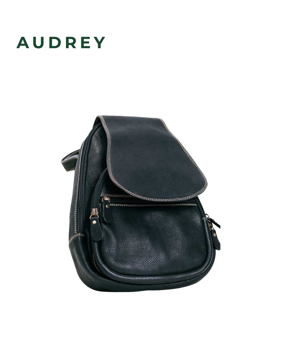 B12 AUDREY Premium Leather Backpack in Black