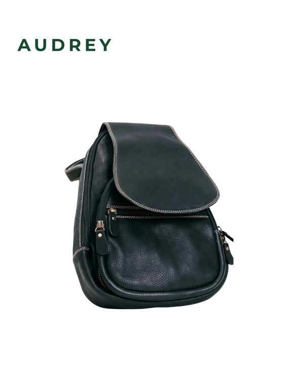 B12 AUDREY Premium Leather Backpack in Black