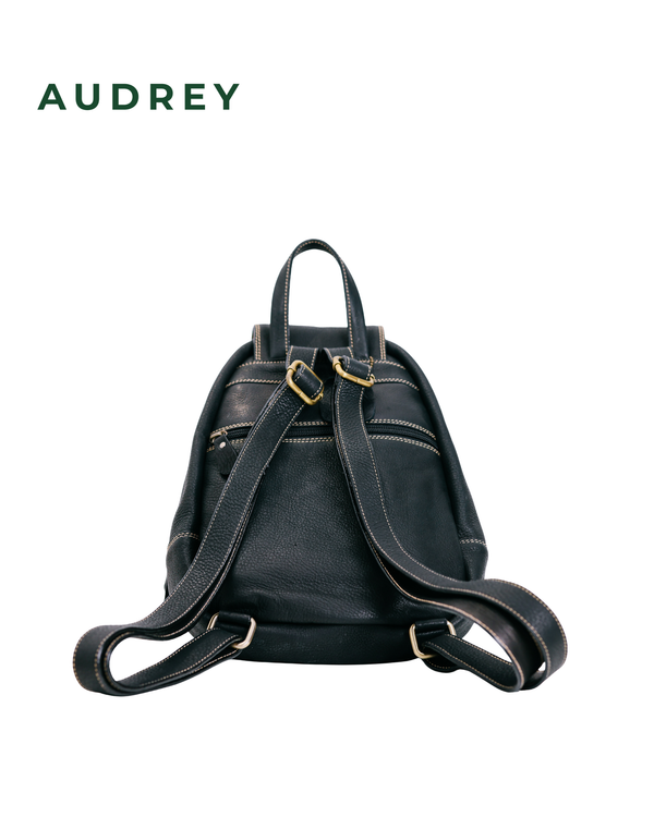 B12 AUDREY Premium Leather Backpack in Black