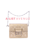 LV Monogram Gold Patent Seal Dauphine Mini Shoulder Bag