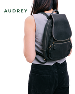 B12 AUDREY Premium Leather Backpack in Black