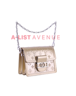 LV Monogram Gold Patent Seal Dauphine Mini Shoulder Bag