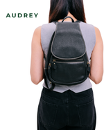 B12 AUDREY Premium Leather Backpack in Black
