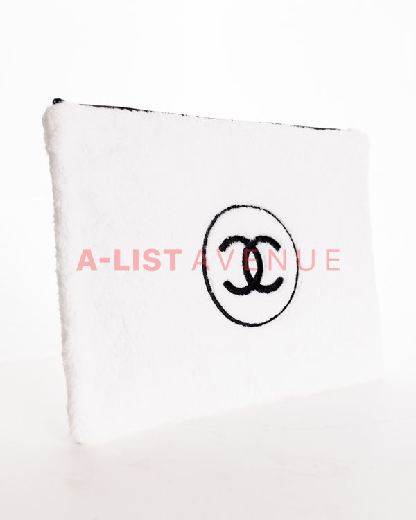 Chanel Beaute Fur White Cosmetic/ ipad  Pouch