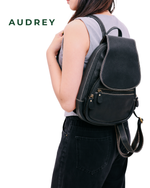 B12 AUDREY Premium Leather Backpack in Black