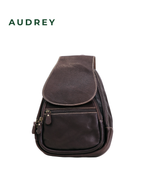 B12 AUDREY Premium Leather Backpack in Dark Brown
