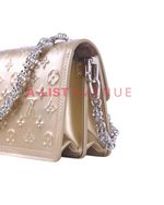 LV Monogram Gold Patent Seal Dauphine Mini Shoulder Bag