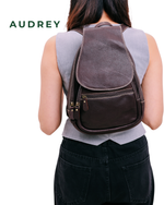 B12 AUDREY Premium Leather Backpack in Dark Brown