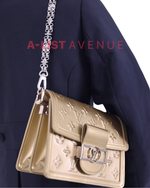 LV Monogram Gold Patent Seal Dauphine Mini Shoulder Bag
