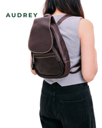 B12 AUDREY Premium Leather Backpack in Dark Brown