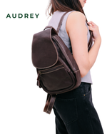 B12 AUDREY Premium Leather Backpack in Dark Brown