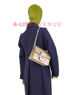 LV Monogram Gold Patent Seal Dauphine Mini Shoulder Bag