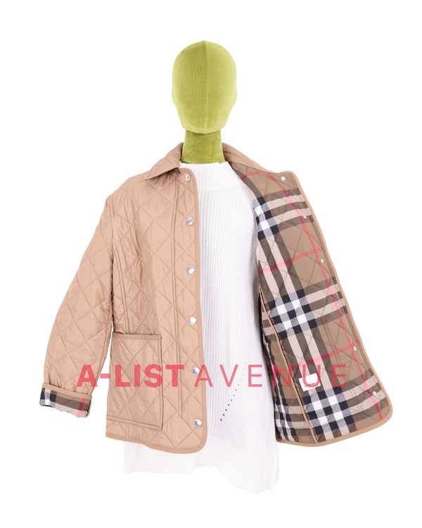 Burberry Diamond-Quilted Thermoregulated Jacket in Beige