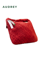 V2 AUDREY Suede Hobo Bag in Maroon