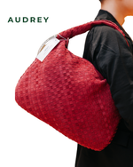 V2 AUDREY Suede Hobo Bag in Maroon