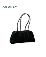 B19 AUDREY Suede Top Handle Bag in Black